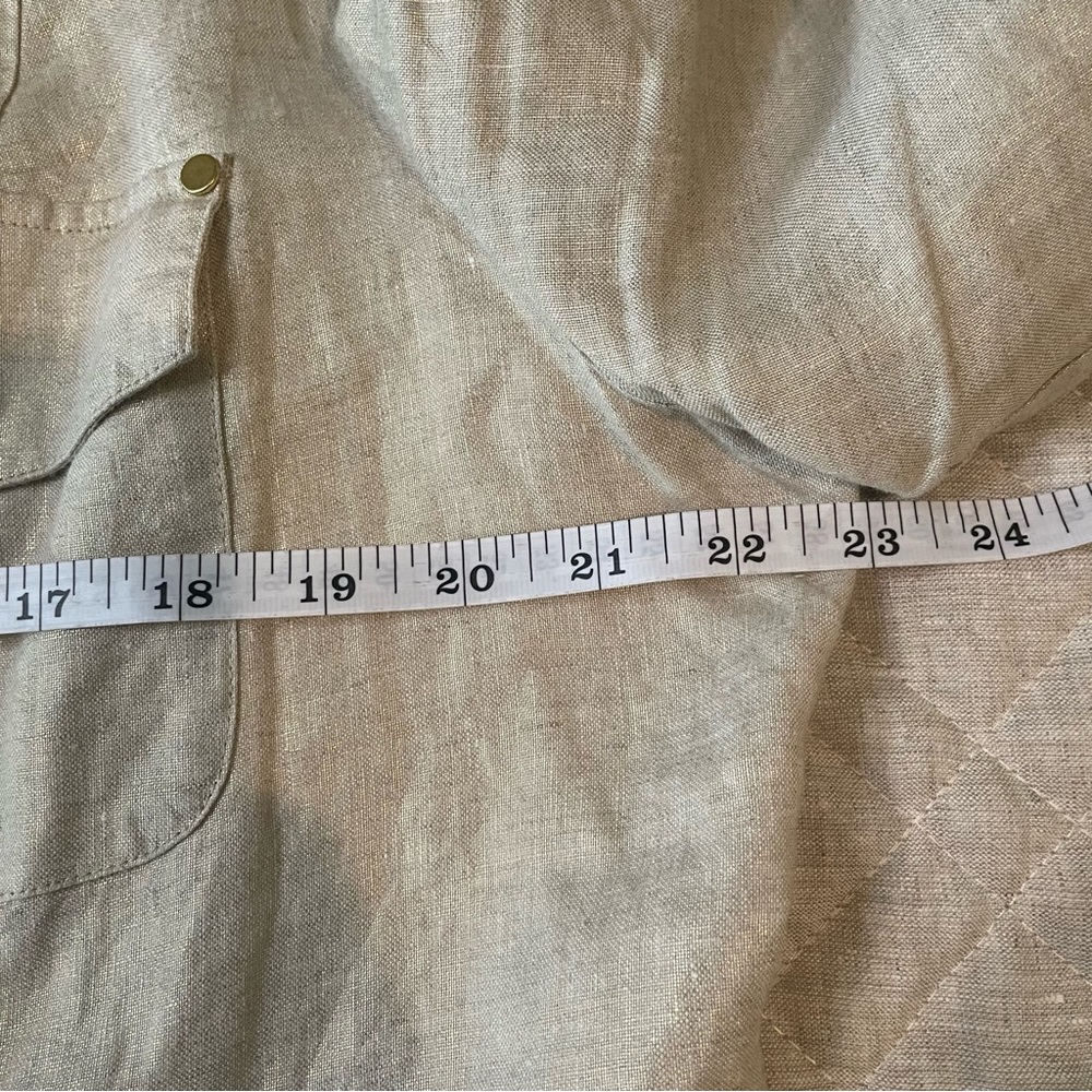 Chico’s Linen Metallic Gold Zip Up Front Jacket Size 3 / XL / 16 - Picture 10 of 16